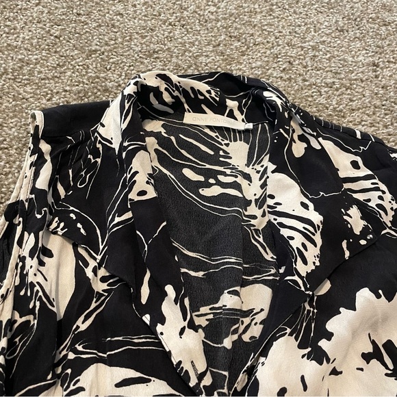 Anne Fontaine Floral button down sleeveless blouse shirt coastal resort travel - Picture 4 of 6